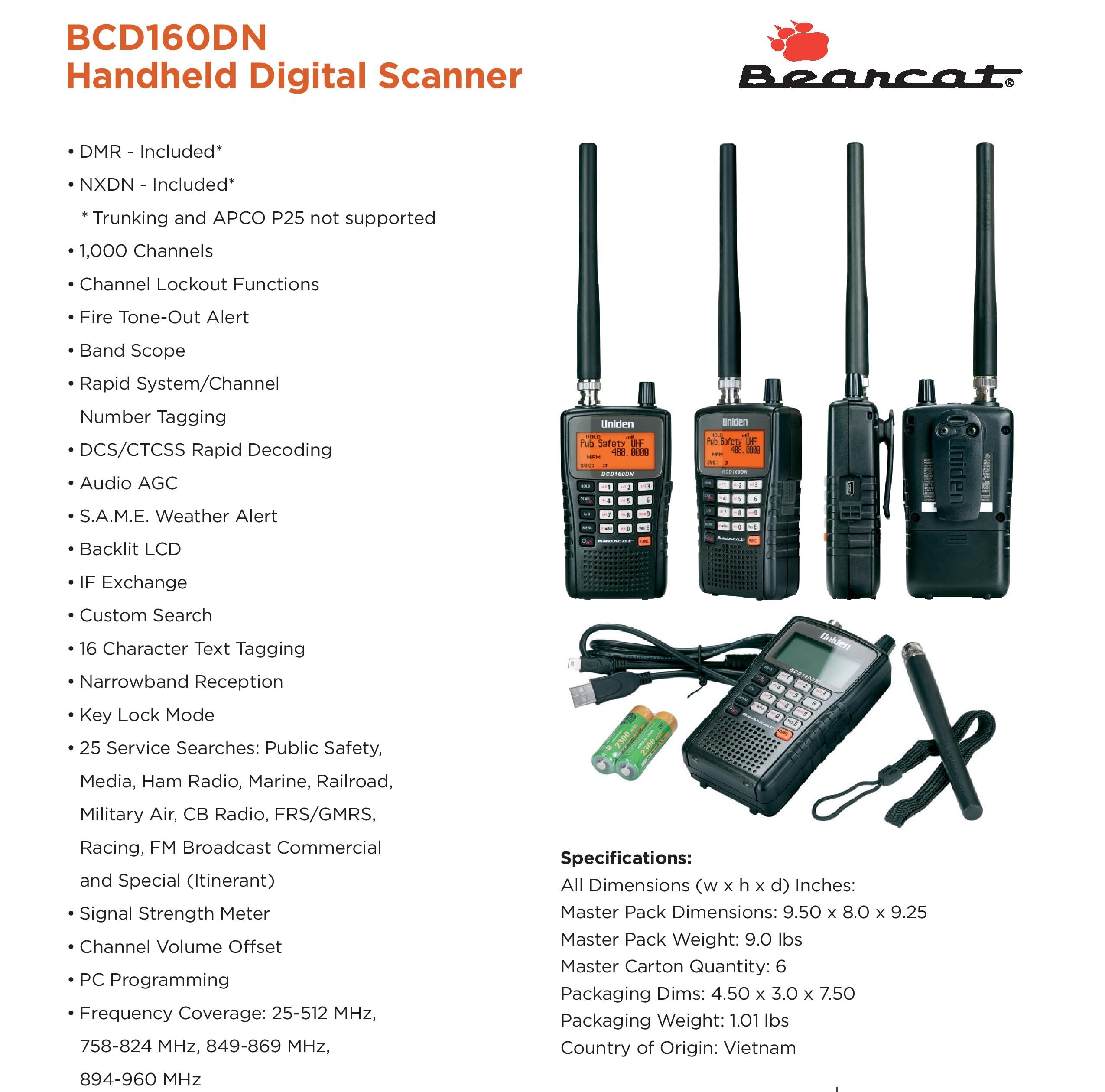Foto 6 pulgar | Escáner Digital Portátil Uniden Bearcat Bcd160dn - Venta Internacional.