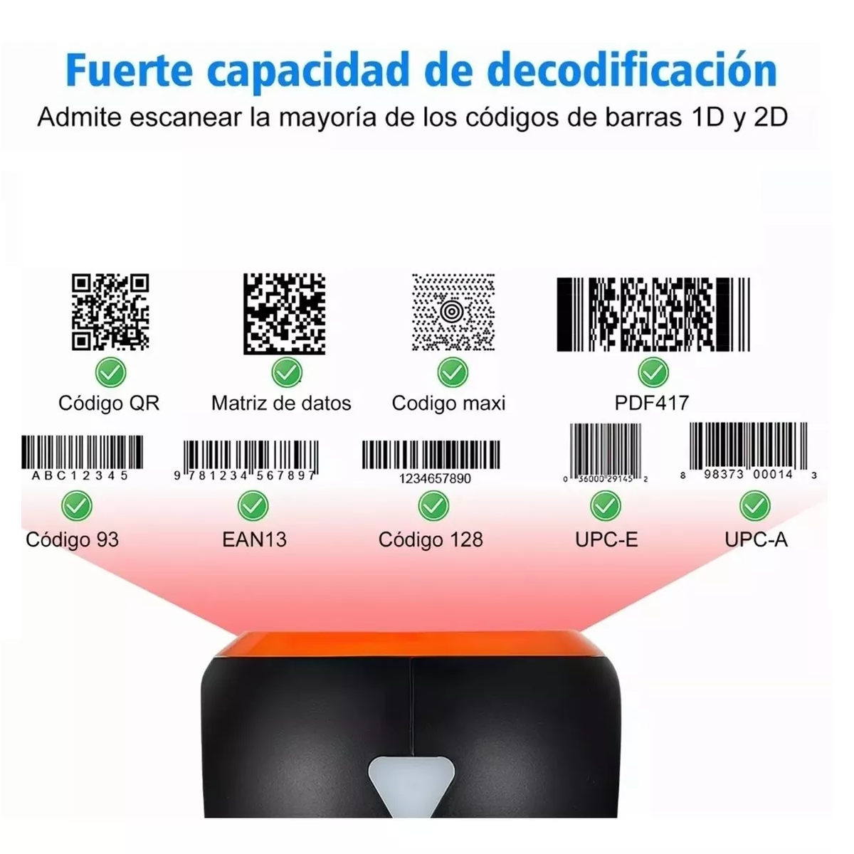 Foto 4 pulgar | Lector Código Barras Omnidireccionabelug L 1d/2d/qr Usb Scanner