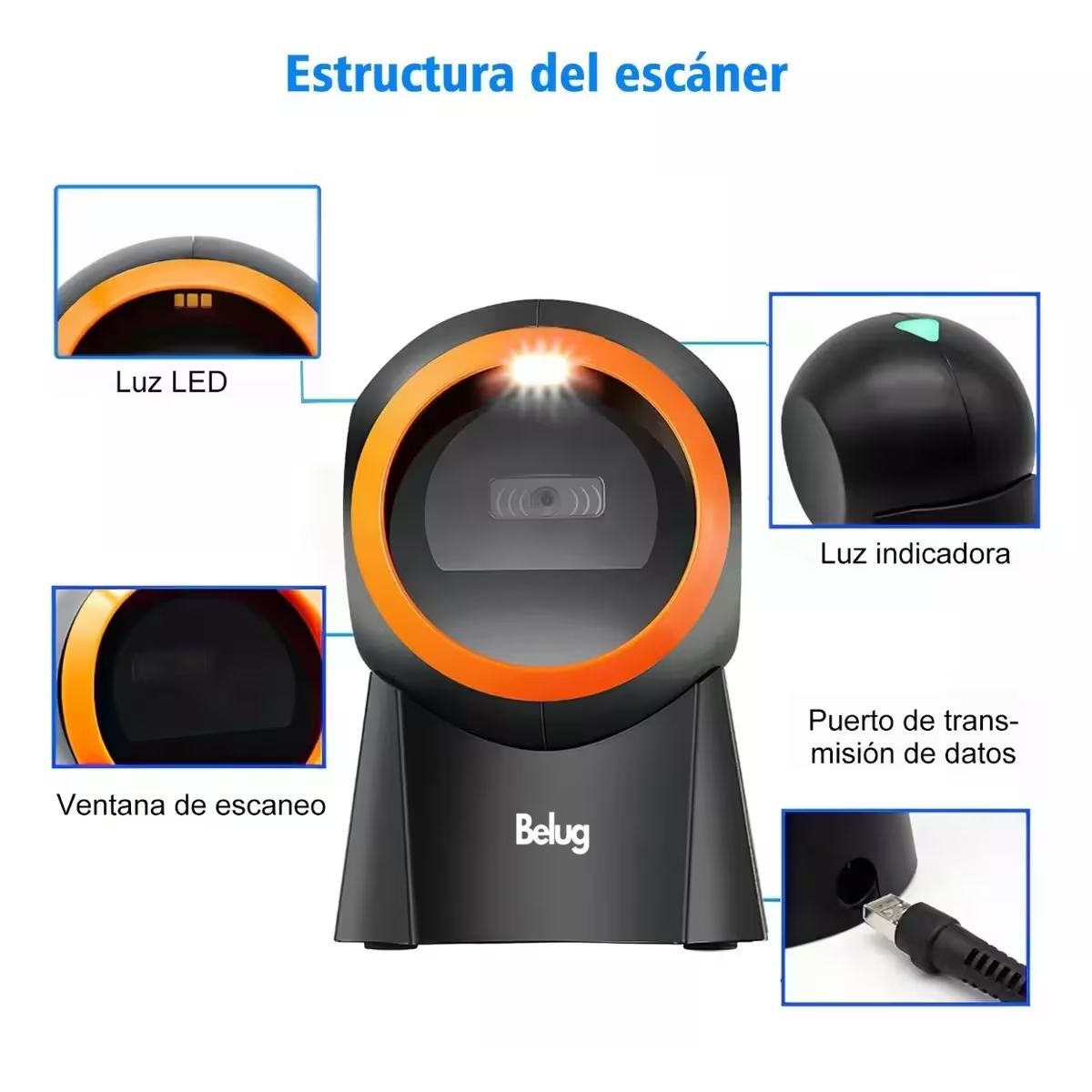Foto 5 pulgar | Lector Código Barras Omnidireccionabelug L 1d/2d/qr Usb Scanner
