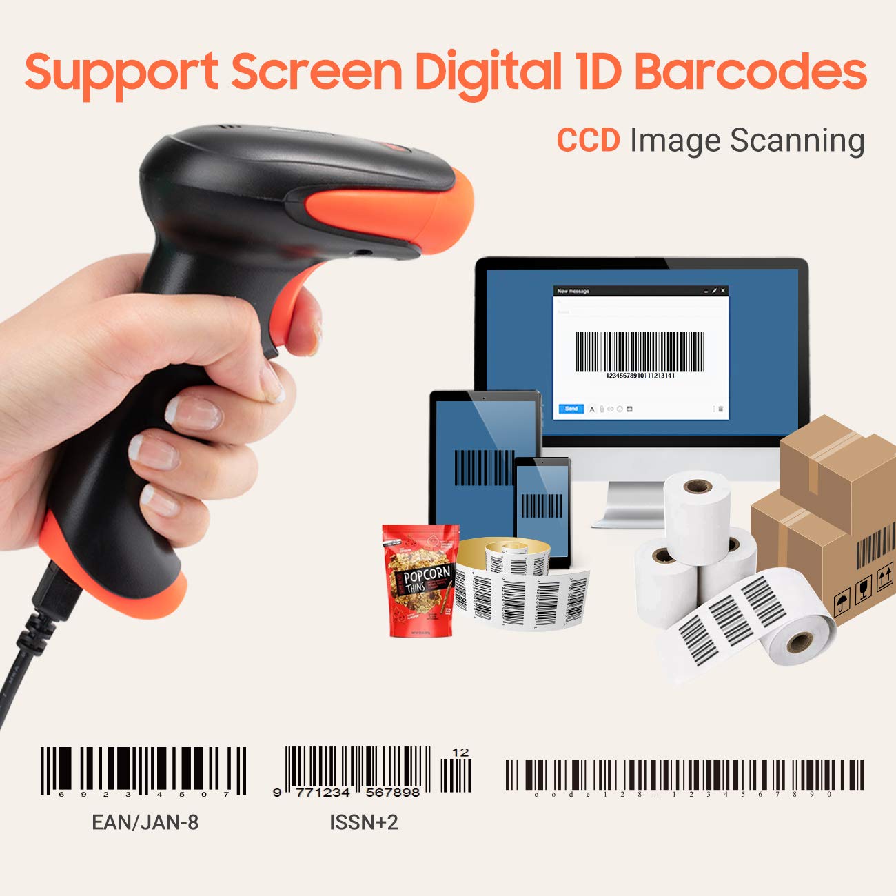 Foto 4 pulgar | Escáner De Código De Barras Tera 1d Con Cable Ccd Modelo 1500c - Venta Internacional.