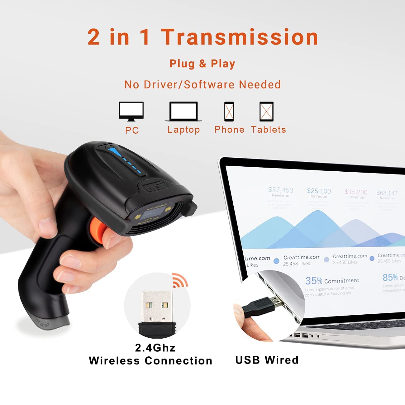 Foto 6 pulgar | Escáner De Código De Barras Tera Wireless Versátil Láser 1d 2 En 1 - Venta Internacional.