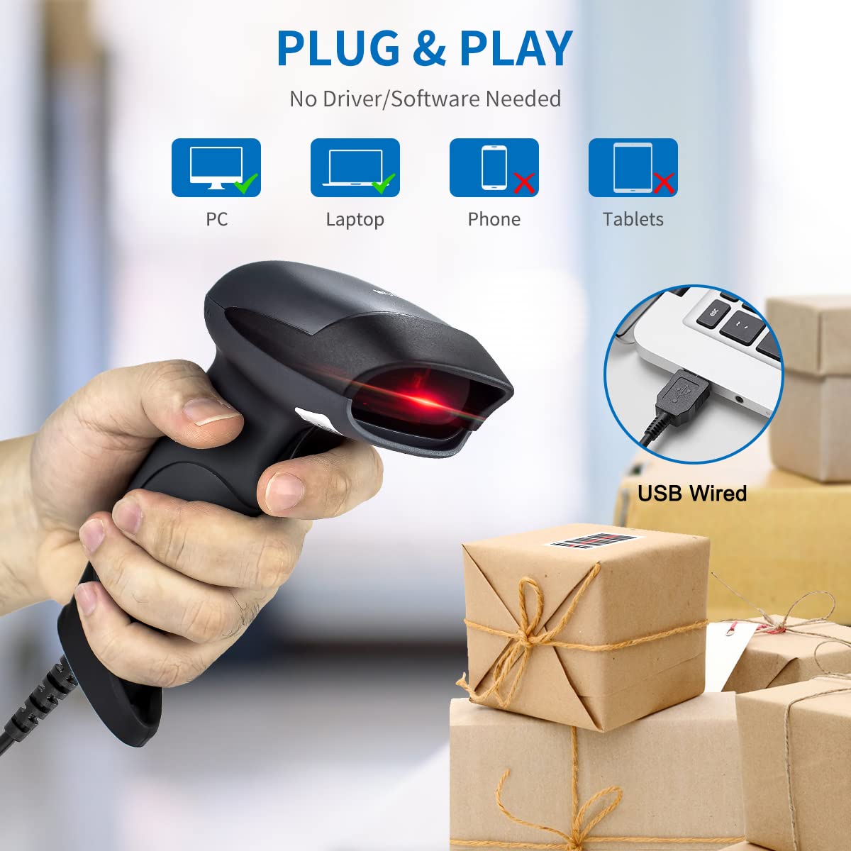 Foto 3 pulgar | Escáner De Código De Barras Netum Nt-m1 Usb Con Cable Láser Para Venta Minorista - Venta Internacional.