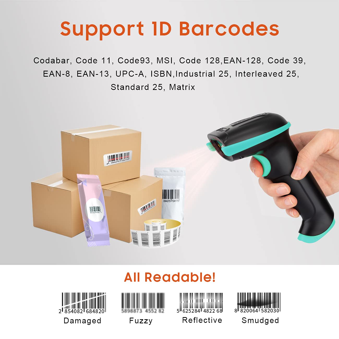 Foto 7 pulgar | Escáner De Código De Barras Tera 1d Inalámbrico Con Indicador De Batería De 328 Pies - Venta Internacional.