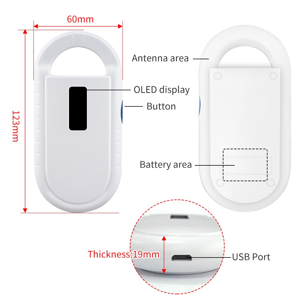 Foto 7 pulgar | Escáner De Microchip Ahanin Portátil Recargable Para Mascotas - Venta Internacional.