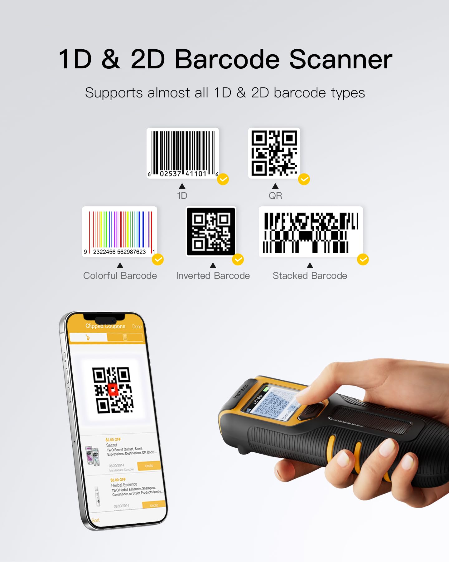 Foto 3 pulgar | Escáner De Código De Barras Inateck Bcst-47 Bluetooth 1d 2d Qr Code - Venta Internacional.