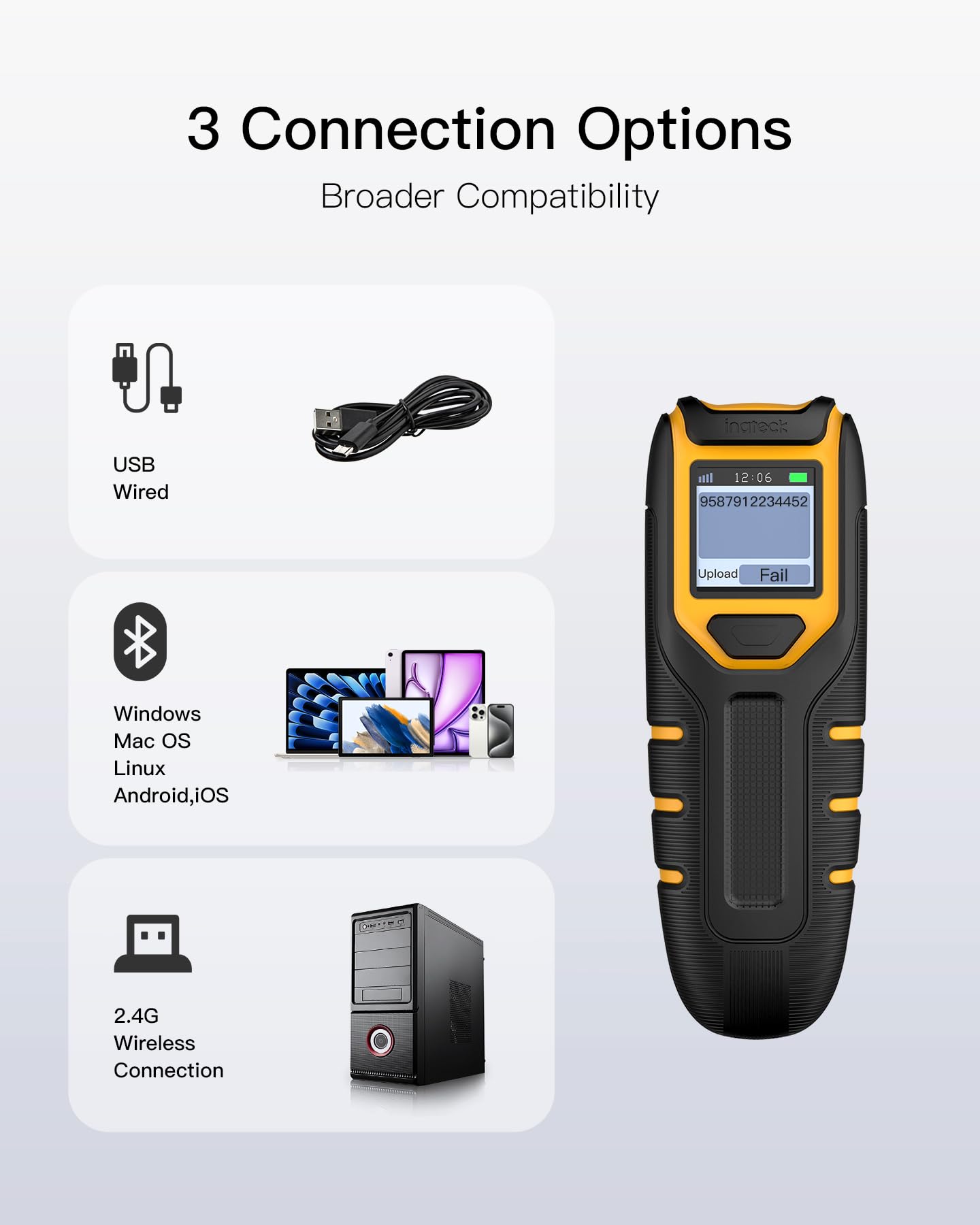 Foto 8 pulgar | Escáner De Código De Barras Inateck Bcst-47 Bluetooth 1d 2d Qr Code - Venta Internacional.