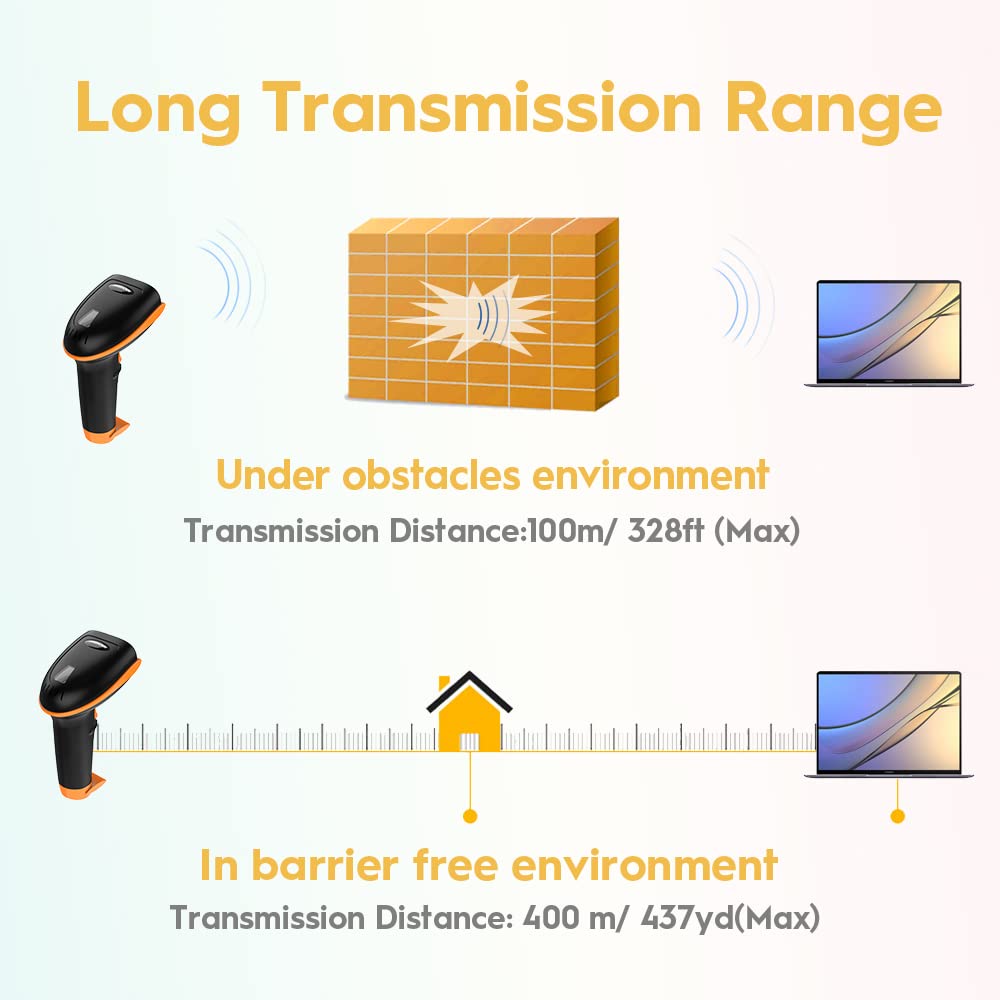 Foto 5 pulgar | Escáner De Código De Barras Inalámbrico Nadamoo Usb 1d Laser De 328 Pies, Naranja - Venta Internacional.