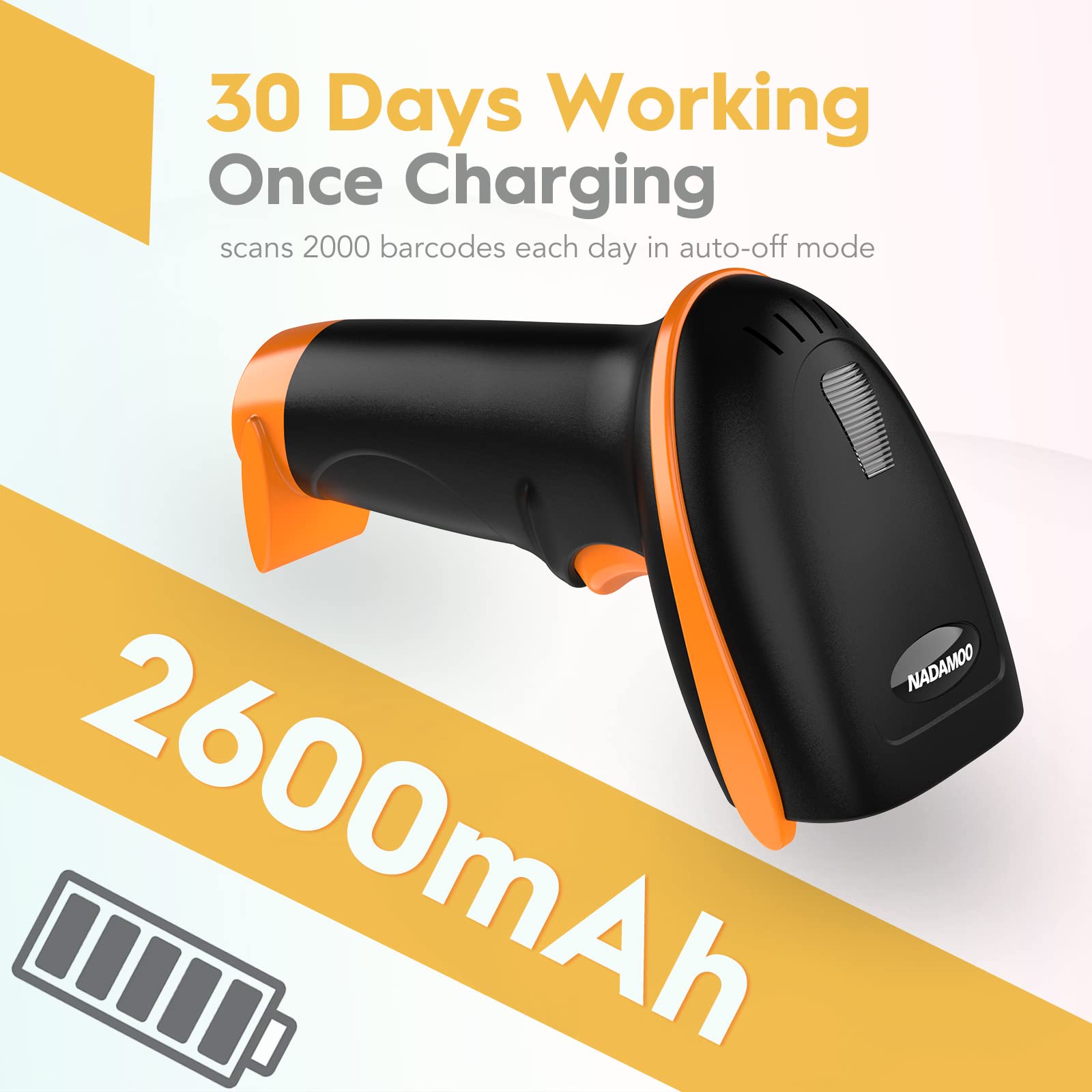 Foto 6 pulgar | Escáner De Código De Barras Inalámbrico Nadamoo Usb 1d Laser De 328 Pies, Naranja - Venta Internacional.