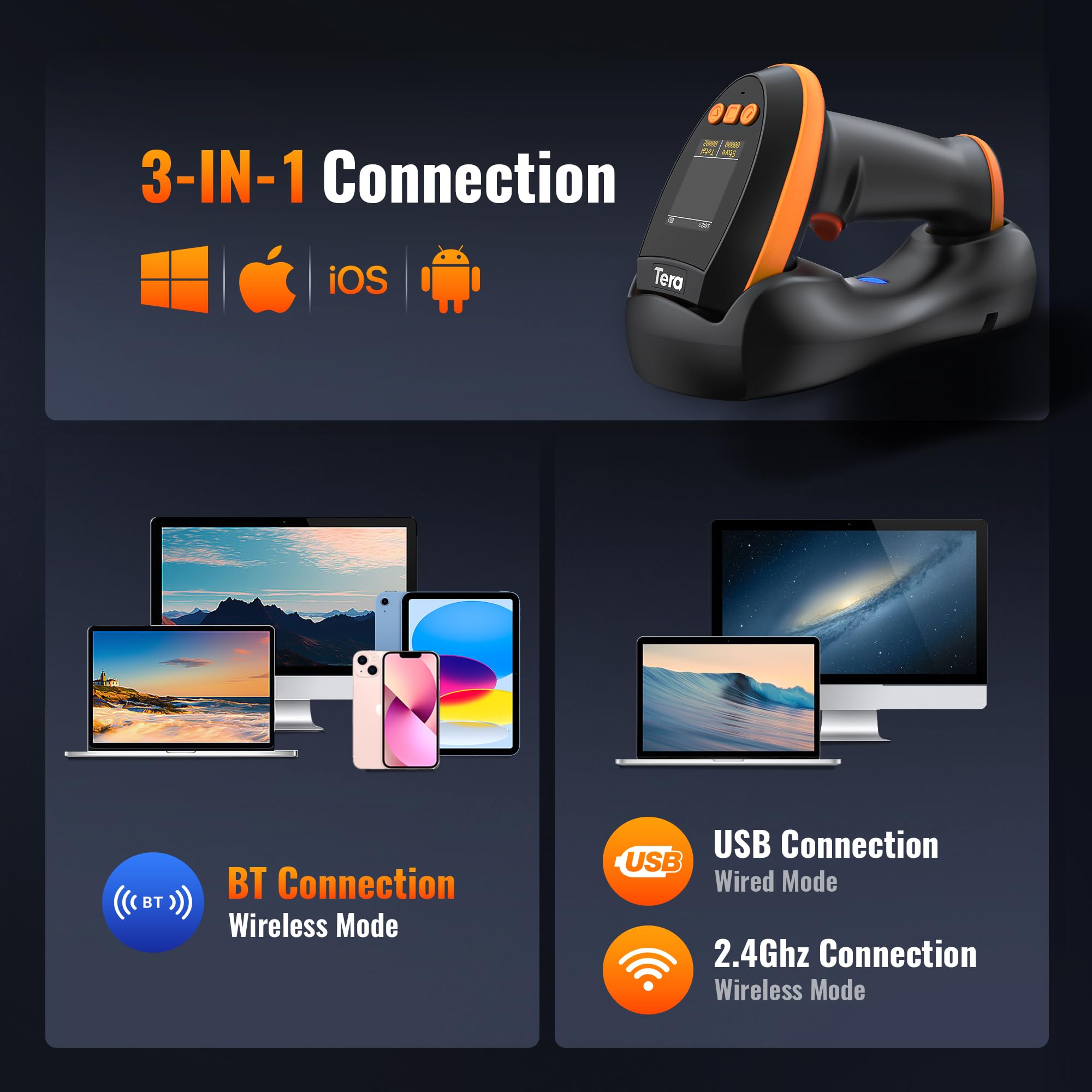 Foto 6 pulgar | Escáner De Código De Barras Tera Wireless Con Screen Pro 1d 2d Qr Hw0009 - Venta Internacional.