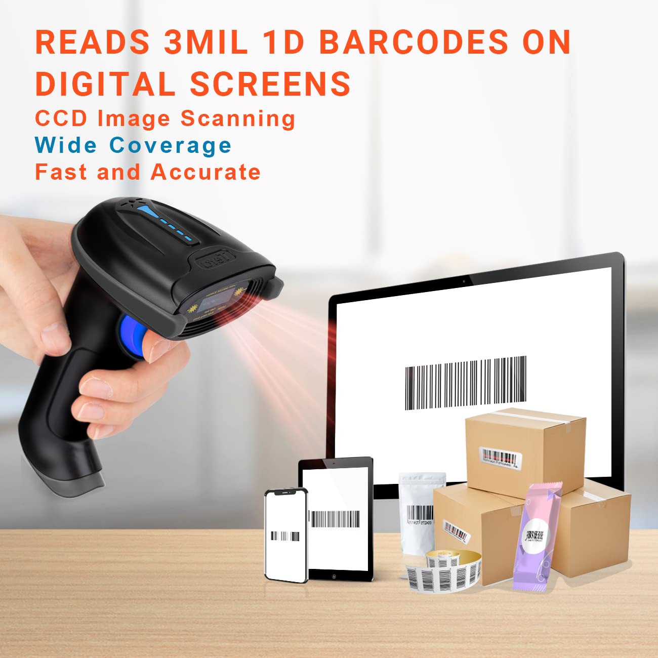 Foto 4 pulgar | Escáner De Código De Barras Tera Pro 1d Inalámbrico Bluetooth Y Usb Con Cable - Venta Internacional.