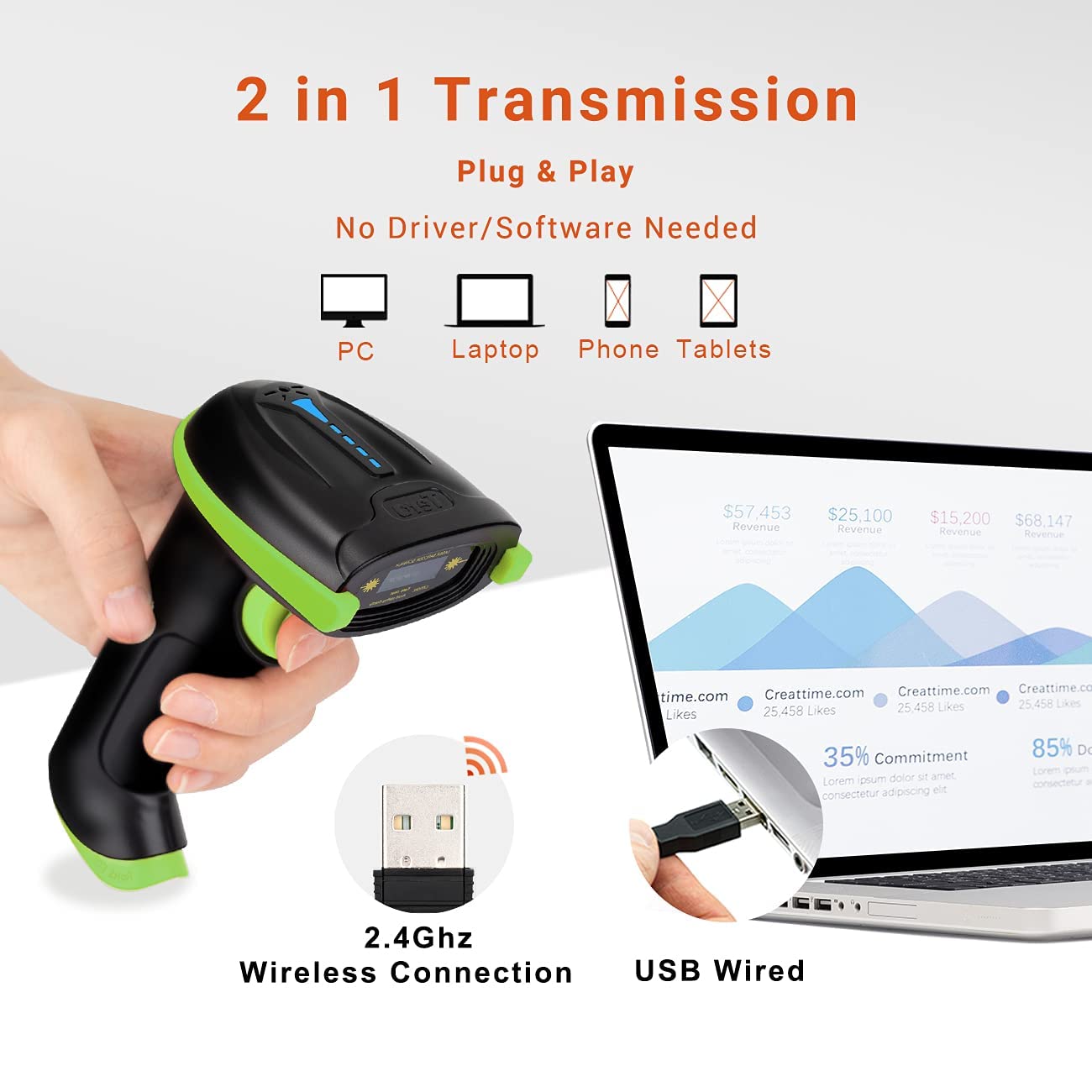 Foto 6 pulgar | Escáner De Código De Barras Tera Wireless Versátil Láser 1d 2 En 1 - Venta Internacional.