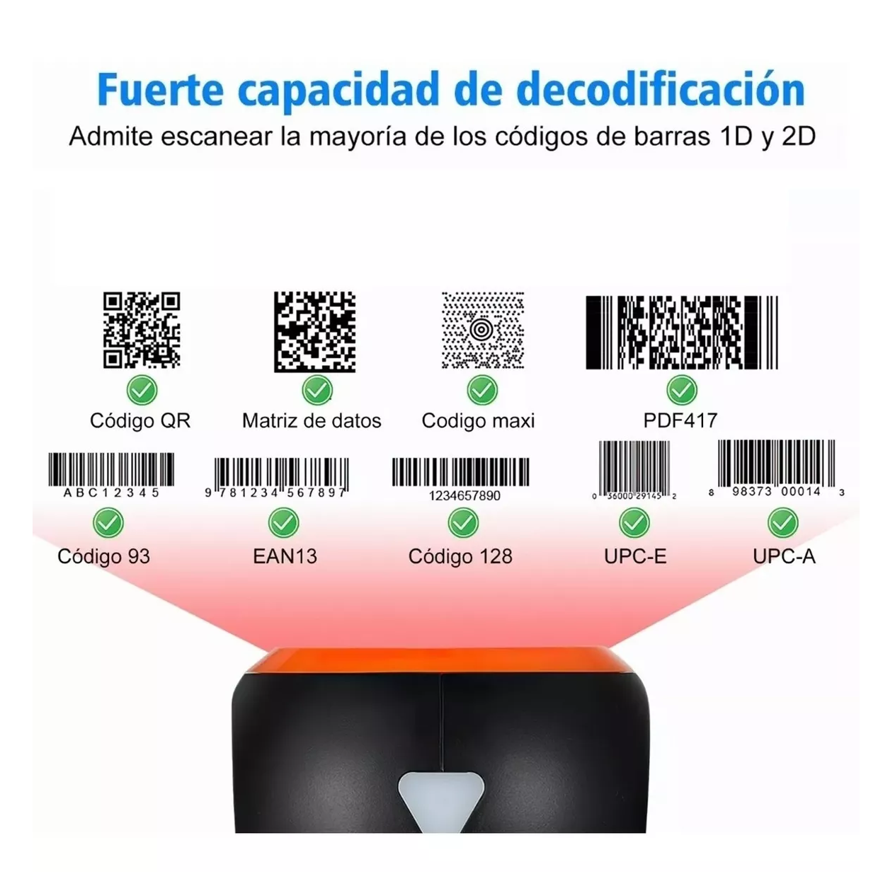 Foto 5 pulgar | Lector Código Barras Omnidireccional 1d/2d/qr Usb Scanner Negro