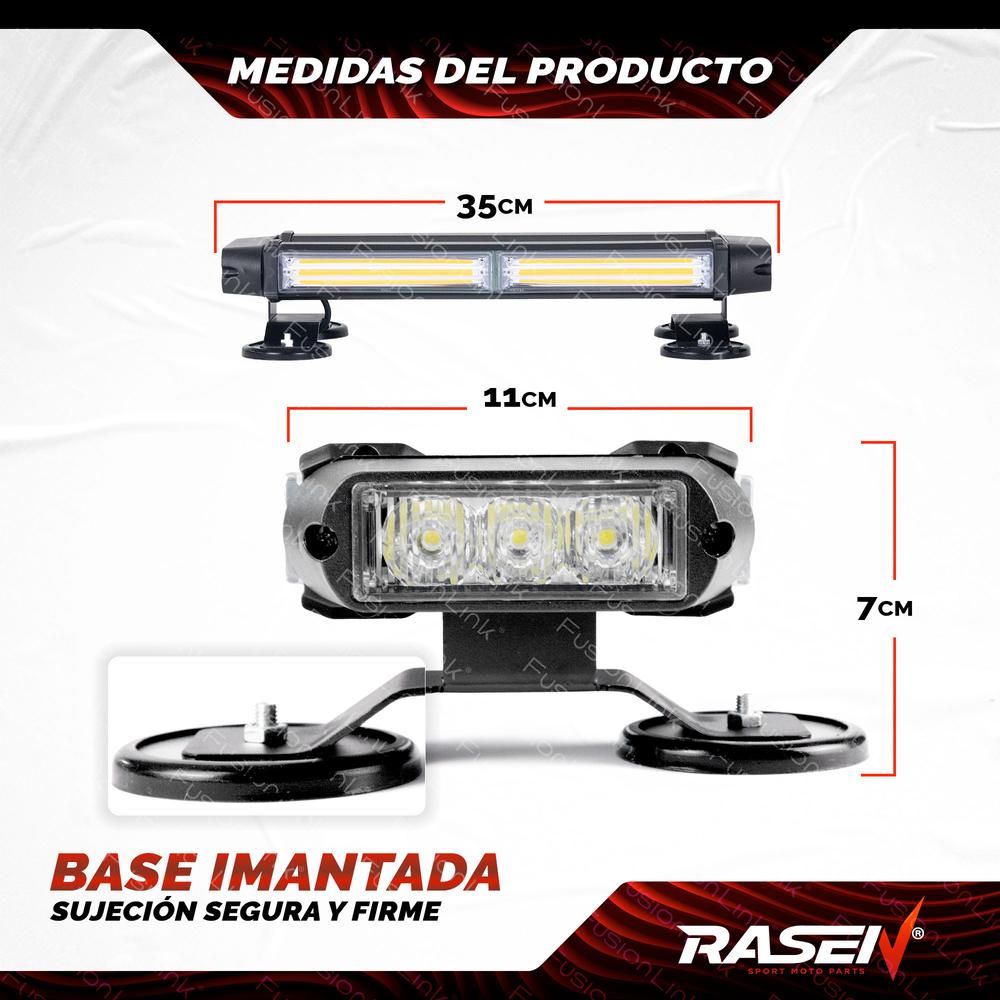 Foto 4 | Barra Torreta Estrobo Rasenleds Con Base Magnética 35cm