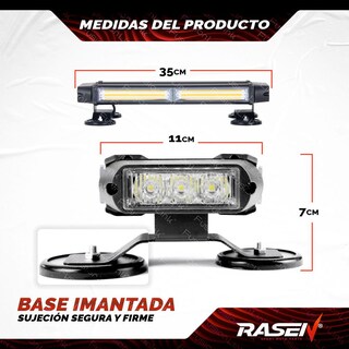 Foto 4 | Barra Torreta Estrobo Rasenleds Con Base Magnética 35cm