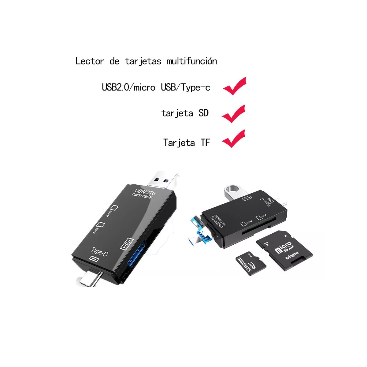 Foto 3 pulgar | Adaptador Lector Tarjetas Usb Tipo-c Sd Tf Otg Pc Telémóvil Eo Safe Imports Esi-5069 Negro