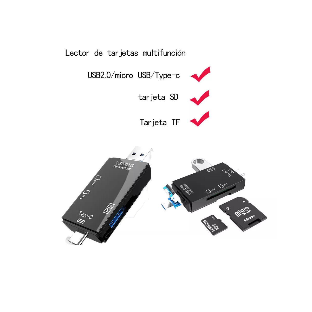 Foto 3 pulgar | Adaptador Lector Tarjetas USB Eo Safe Imports Esi-6339 color Negro Tipo-C SD TF Otg PC Telemóvil