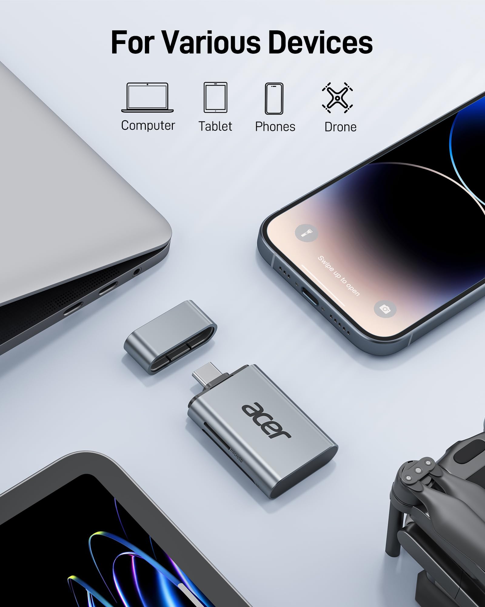 Foto 6 | Lector De Tarjetas Acer Usb C Sd 4.0 2 En 1 Uhs-ii Para Iphone, Mac - Venta Internacional.