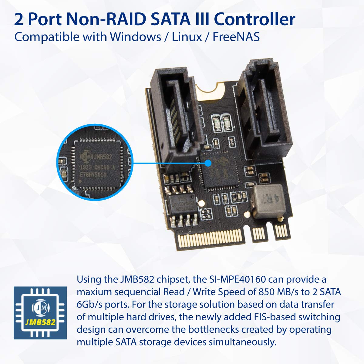 Foto 3 pulgar | Adaptador Io Crest De 2 Puertos Sata Iii De 6 Gb/s A M.2 Ngff A+e Key - Venta Internacional.