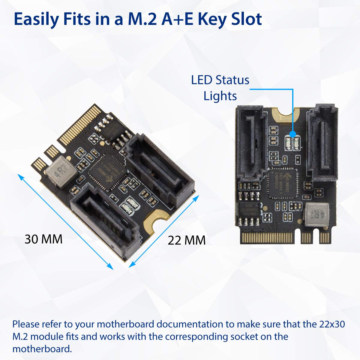 Foto 4 pulgar | Adaptador Io Crest De 2 Puertos Sata Iii De 6 Gb/s A M.2 Ngff A+e Key - Venta Internacional.