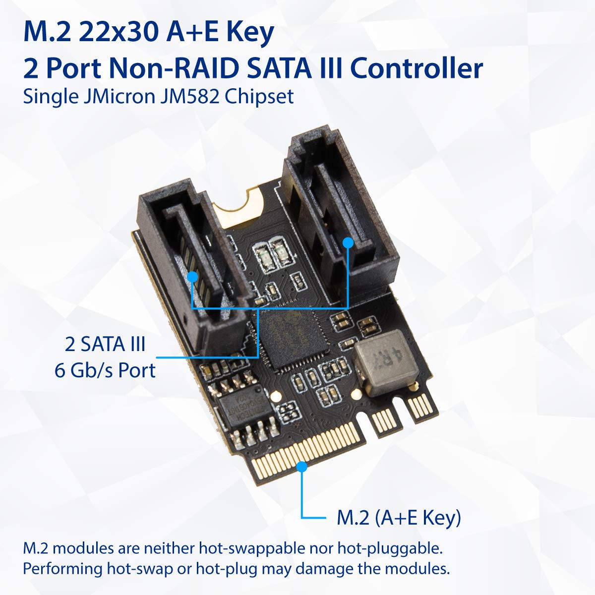 Foto 5 pulgar | Adaptador Io Crest De 2 Puertos Sata Iii De 6 Gb/s A M.2 Ngff A+e Key - Venta Internacional.