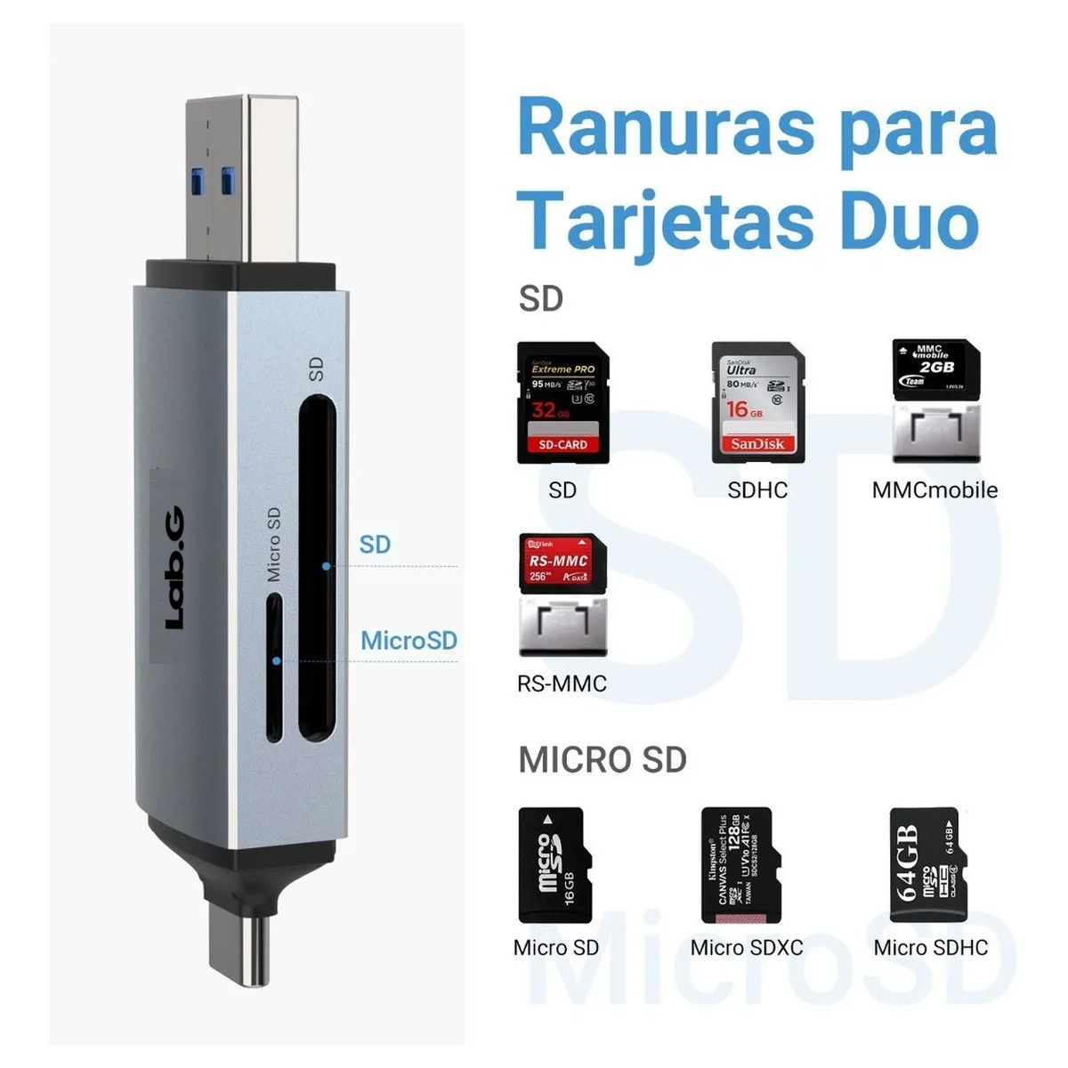 Foto 4 pulgar | Lector De Tarjetas Sd De Atolla A Otg 5gbps Usb 3.0 Tipo C Lab.g Plata