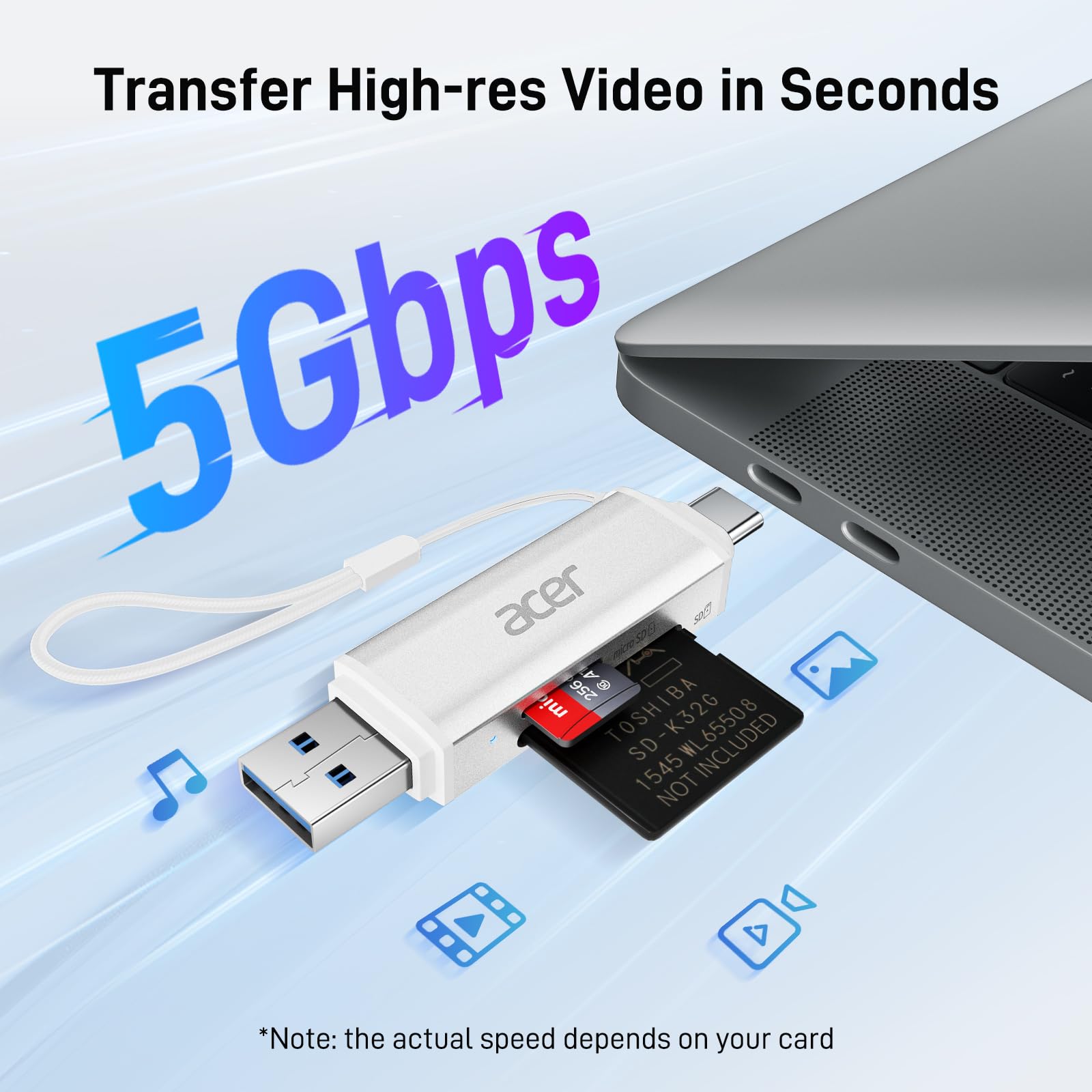 Foto 3 pulgar | Lector De Tarjetas Sd Acer Usb C Dual Slots Usb 3.0 Type C Plateado - Venta Internacional.