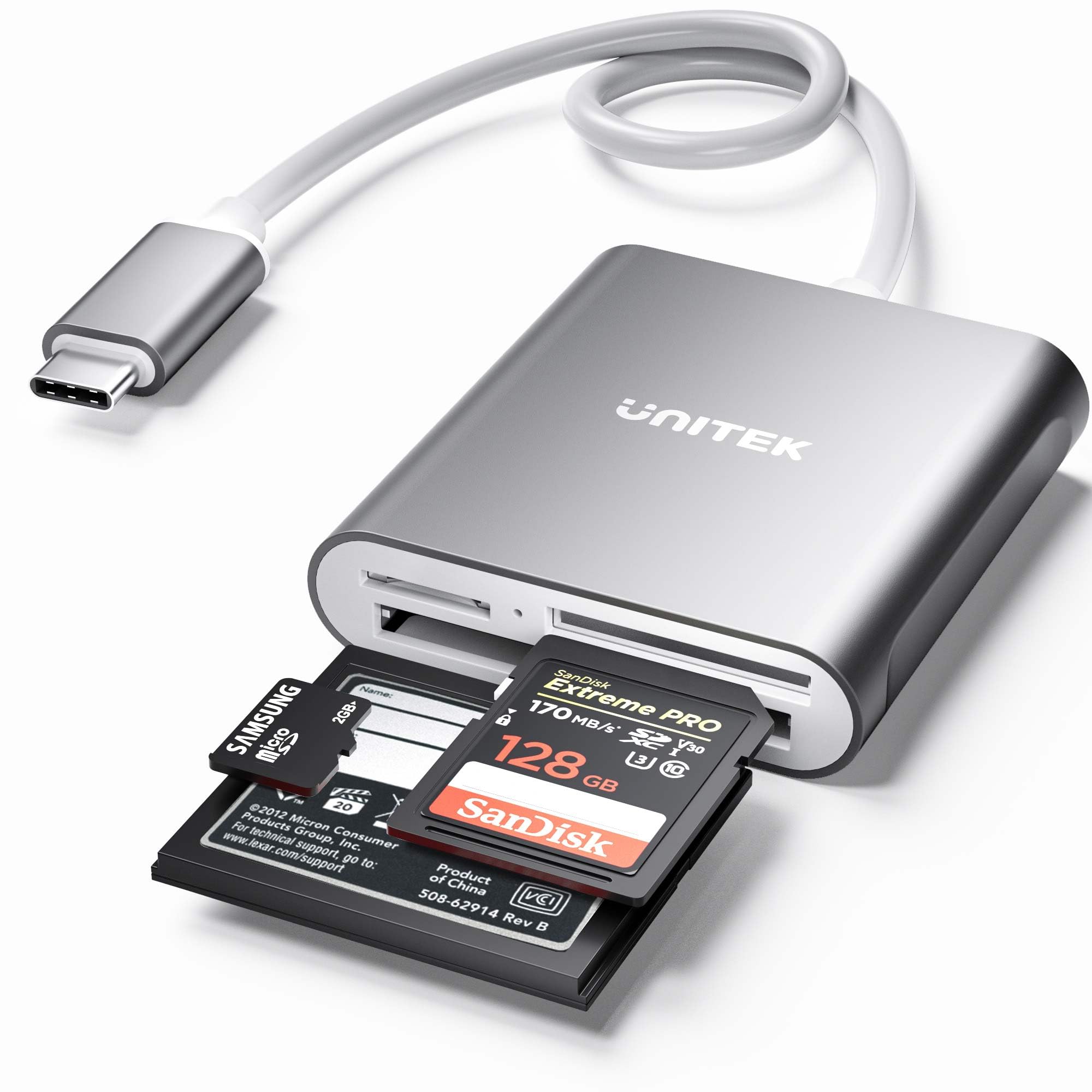 Foto 1 | Lector De Tarjetas Sd Usb C Unitek De 3 Ranuras Usb 3.0 Tipo C - Gris - Venta Internacional.