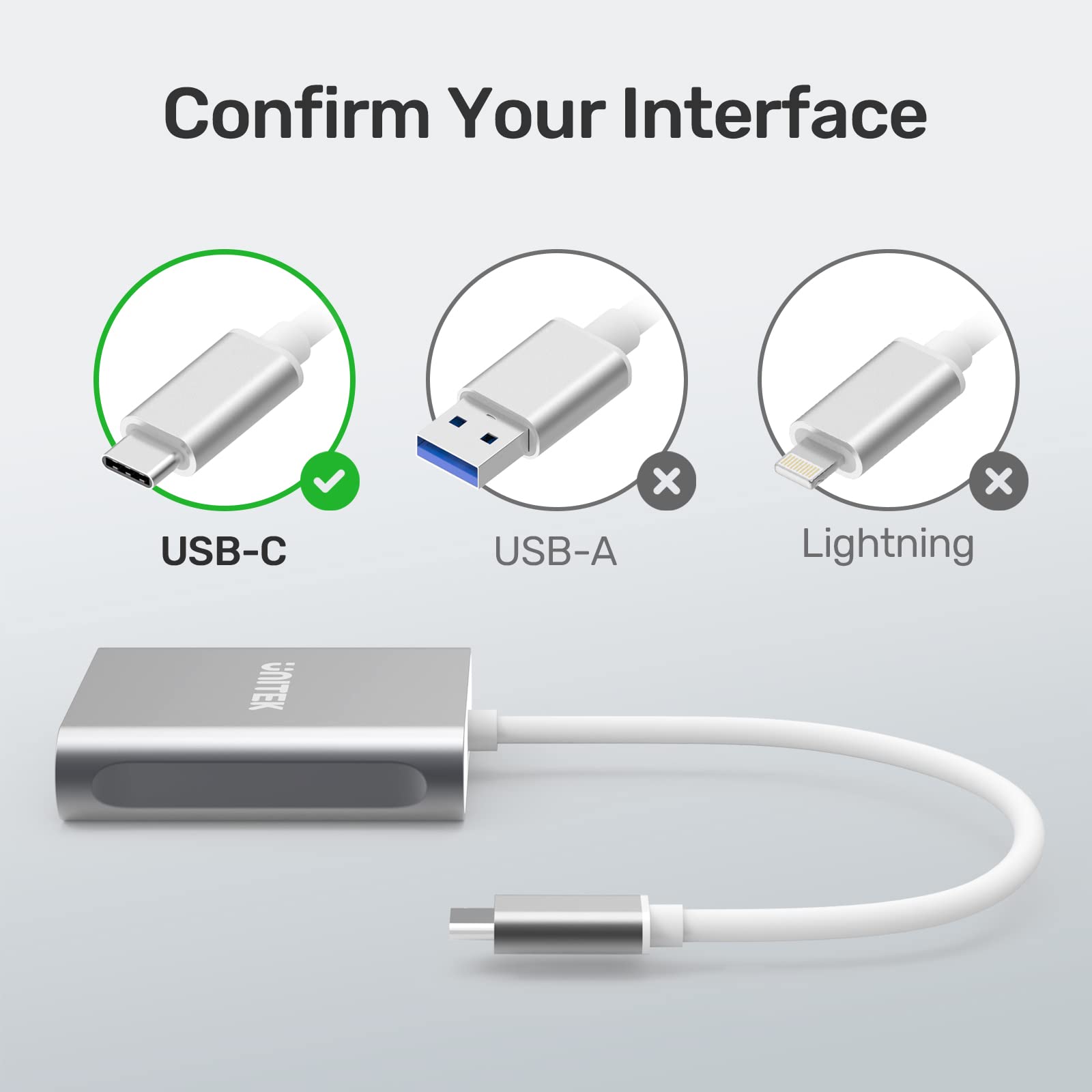 Foto 2 | Lector De Tarjetas Sd Usb C Unitek De 3 Ranuras Usb 3.0 Tipo C - Gris - Venta Internacional.