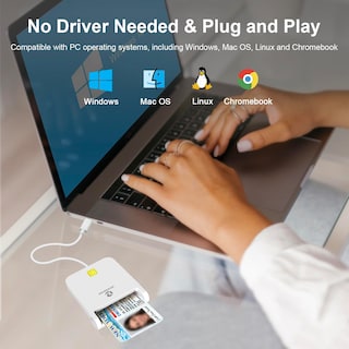 Foto 2 | Lector Cac Zoweetek Military Usb C Para Mac/windows/linux Blanco - Venta Internacional.