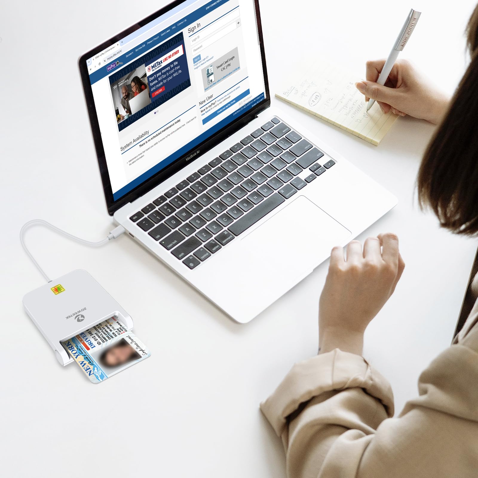 Foto 5 pulgar | Lector Cac Zoweetek Military Usb C Para Mac/windows/linux Blanco - Venta Internacional.