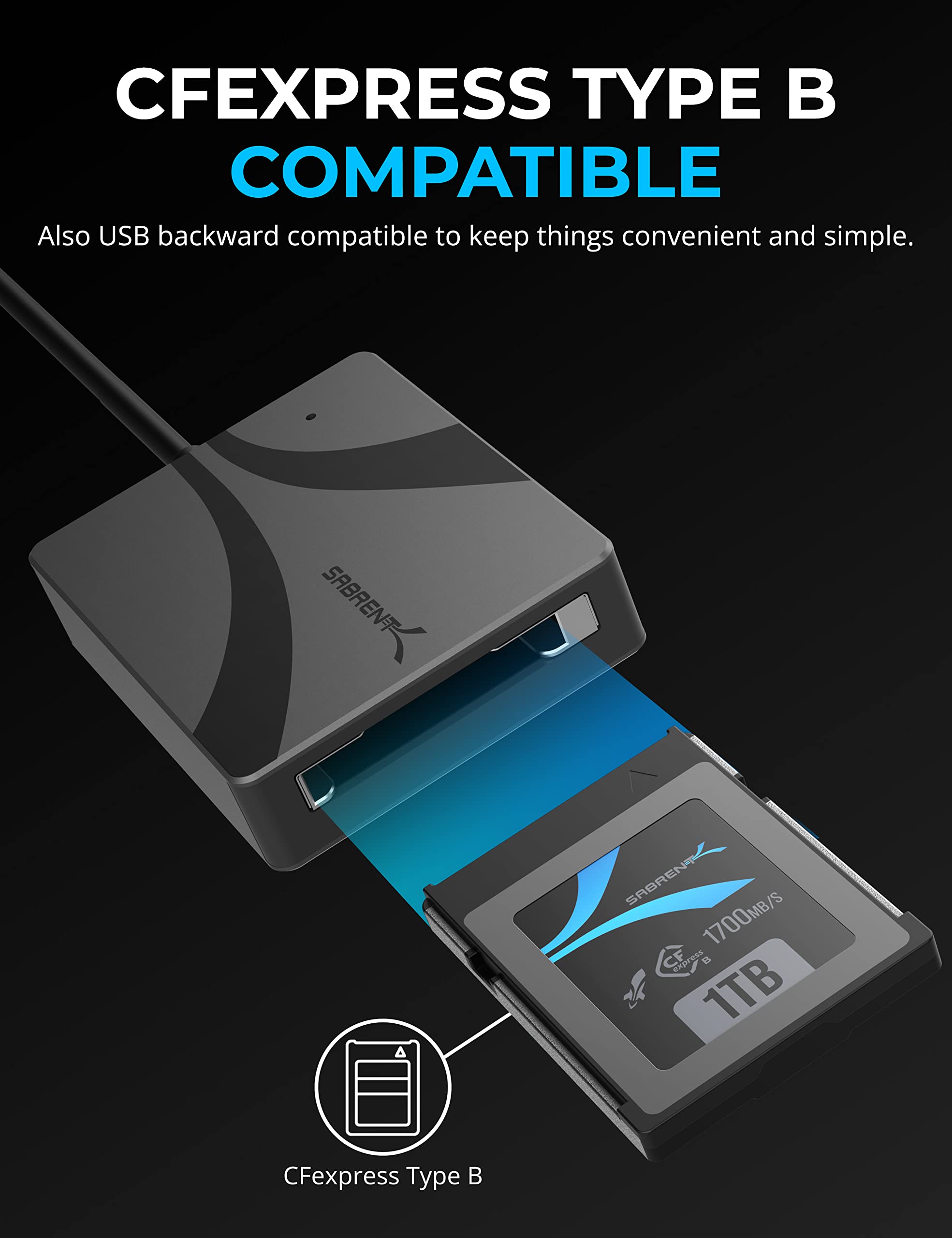 Foto 5 pulgar | Lector De Tarjetas Cfexpress Tipo B Sabrent Usb Tipo C [cr-cfxb] - Venta Internacional.