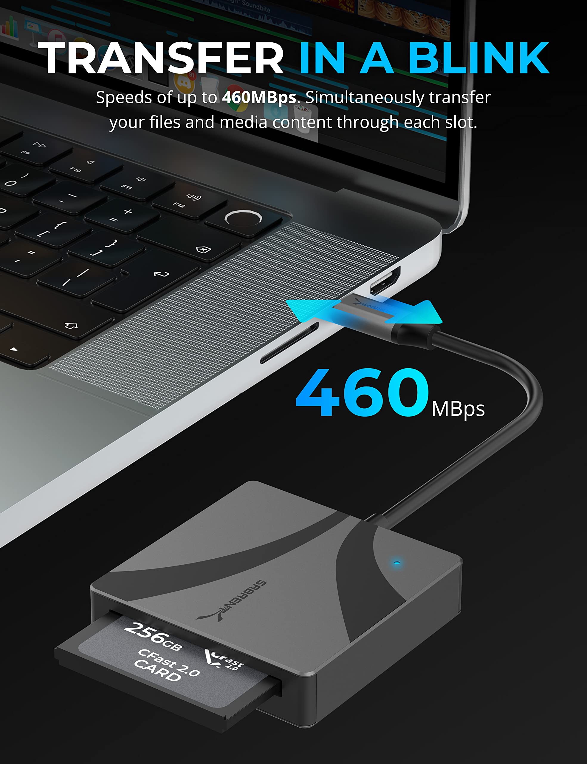 Foto 4 pulgar | Lector De Tarjetas Sabrent Usb Tipo C Cfast 2.0 [cr-cf20] - Venta Internacional.