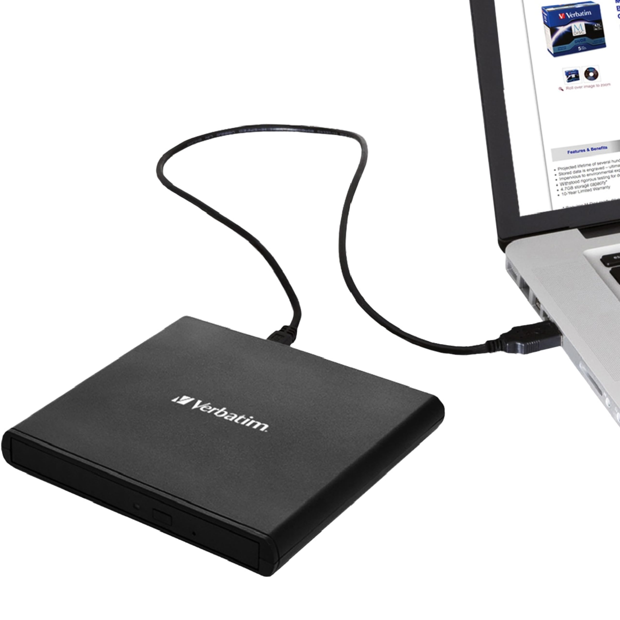 Foto 3 pulgar | Unidad De Cd/dvd Verbatim Slimline Externa Usb 2.0 Negra - Venta Internacional.