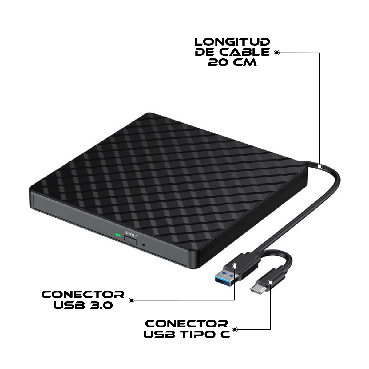 Foto 5 pulgar | Grabador Quemador Externo De Cd Dvd Usb Tipo C 3.0 Slim