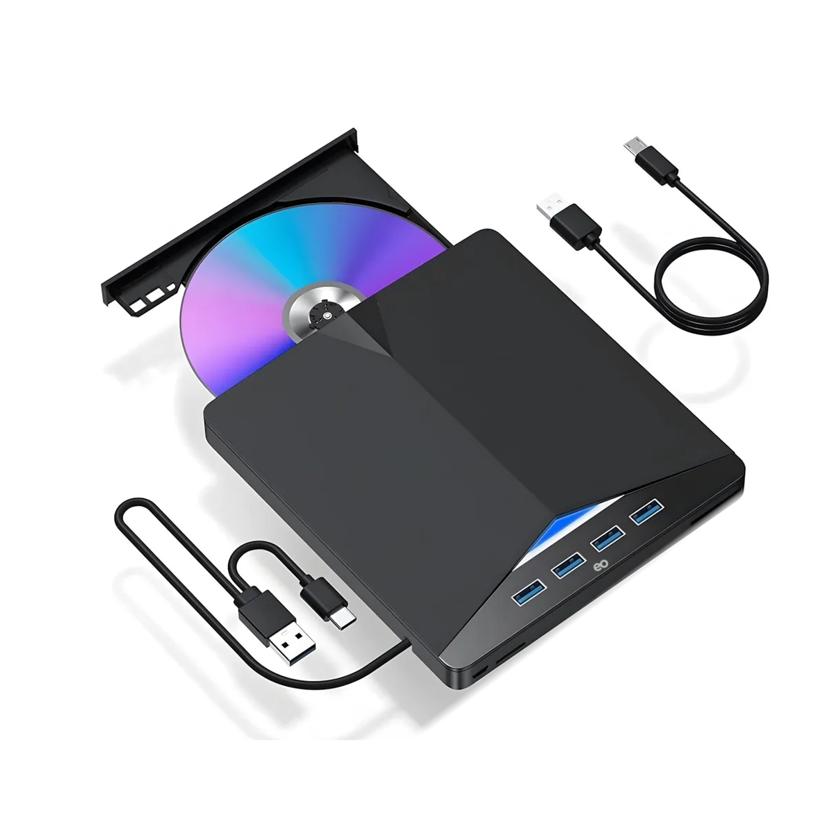 Foto 2 pulgar | Quemador Discos Lector Dvd Externo Quemador Cd Usb + Tipo C Eo Safe Imports Esi-20129 Negro