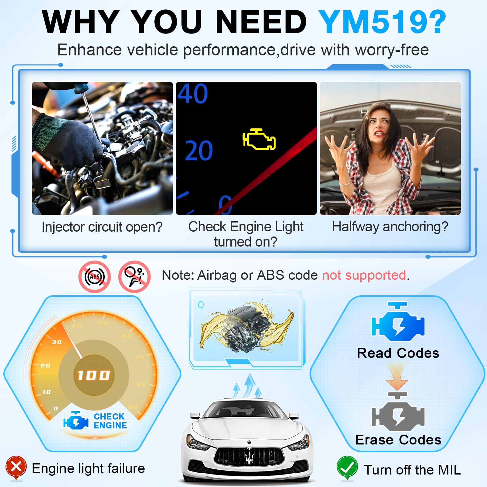 Foto 4 | Probador De Batería De Escáner Obd2 Amtifo Ym519 Para Automóvil - Venta Internacional.