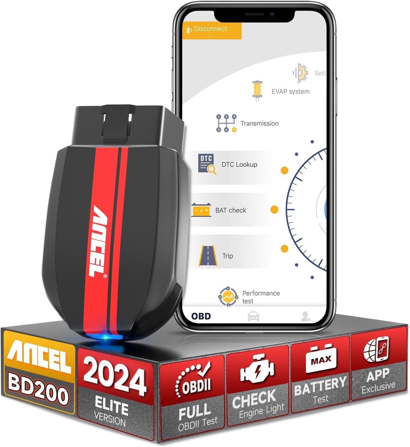 Escáner Obd2 Ancel Bd200 Bluetooth: Lector De Códigos Y Prueba De Batería De Automóvil - Venta Internacional.