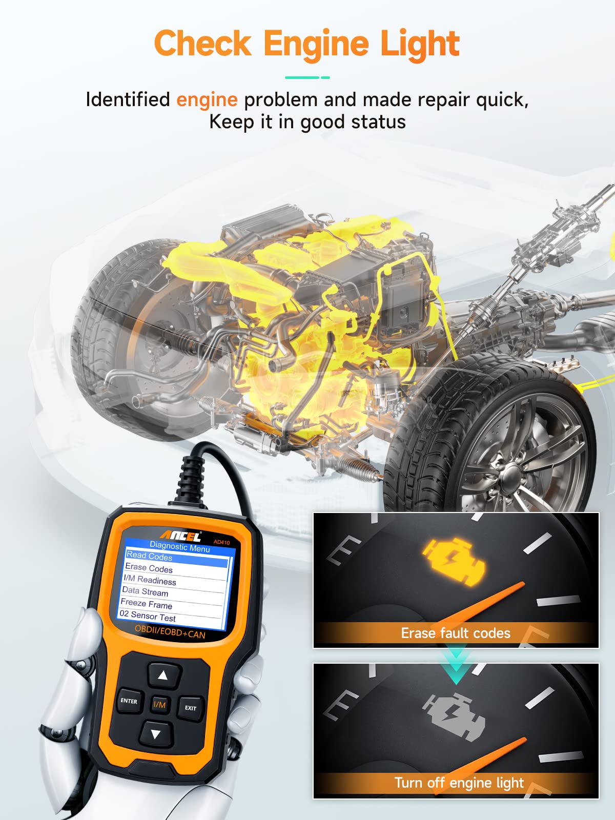 Foto 4 pulgar | Escáner Obd2 Ancel Ad410, Lector De Códigos De Vehículos Mejorado - Venta Internacional.
