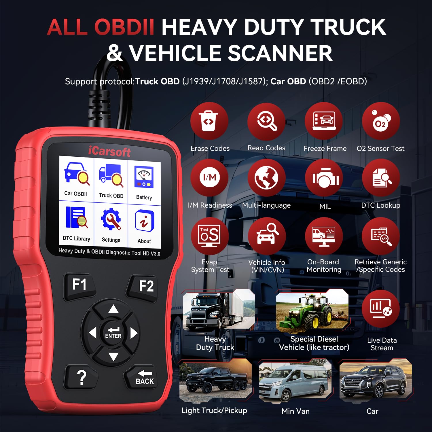 Foto 4 pulgar | Herramienta De Escaneo De Diagnóstico Icarsoft Hd V3.0 Para Camiones Pesados - Venta Internacional.