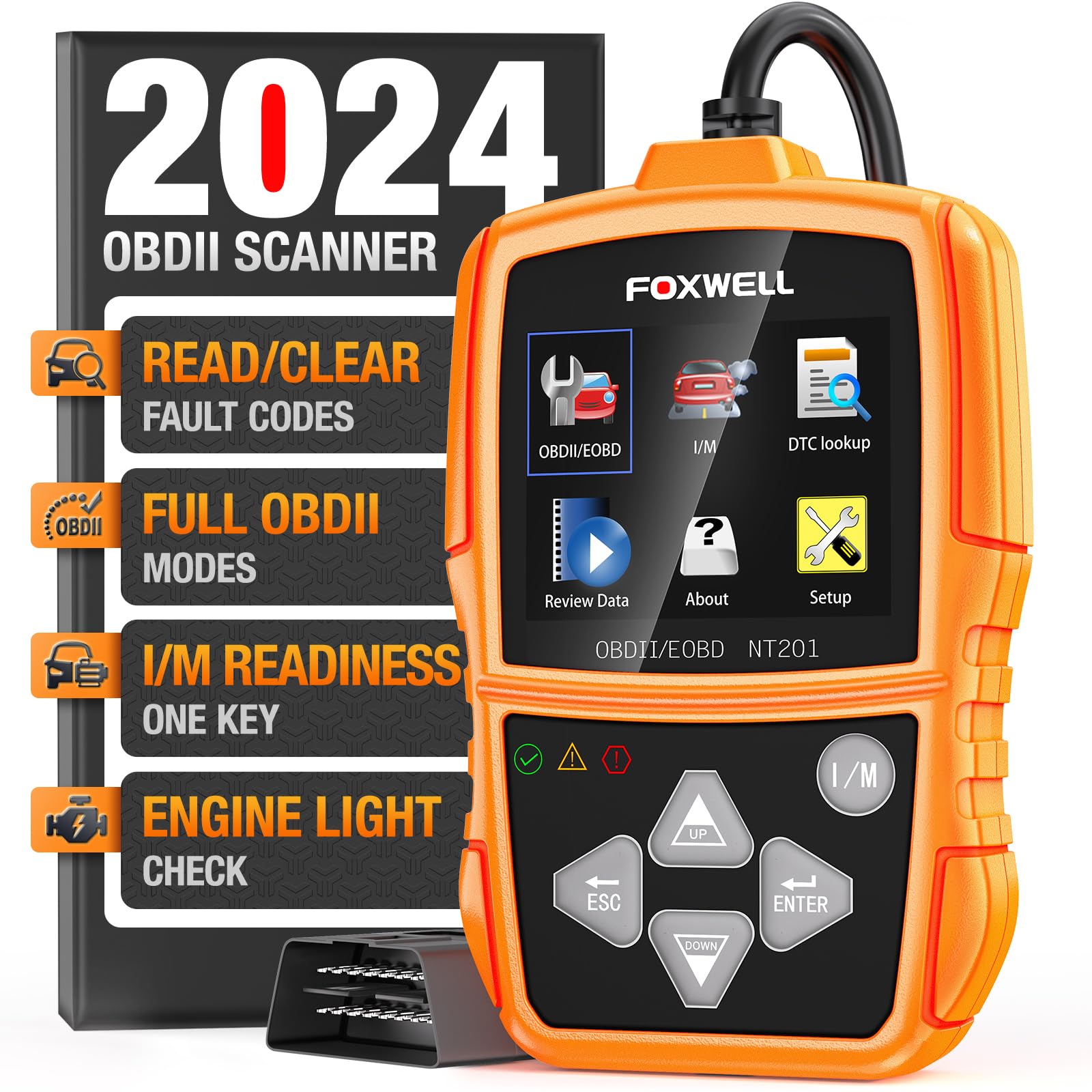 Foto 2 pulgar | Escáner Obd2 Y Lector De Códigos De Coche Foxwell Nt201 Check Engine - Venta Internacional.