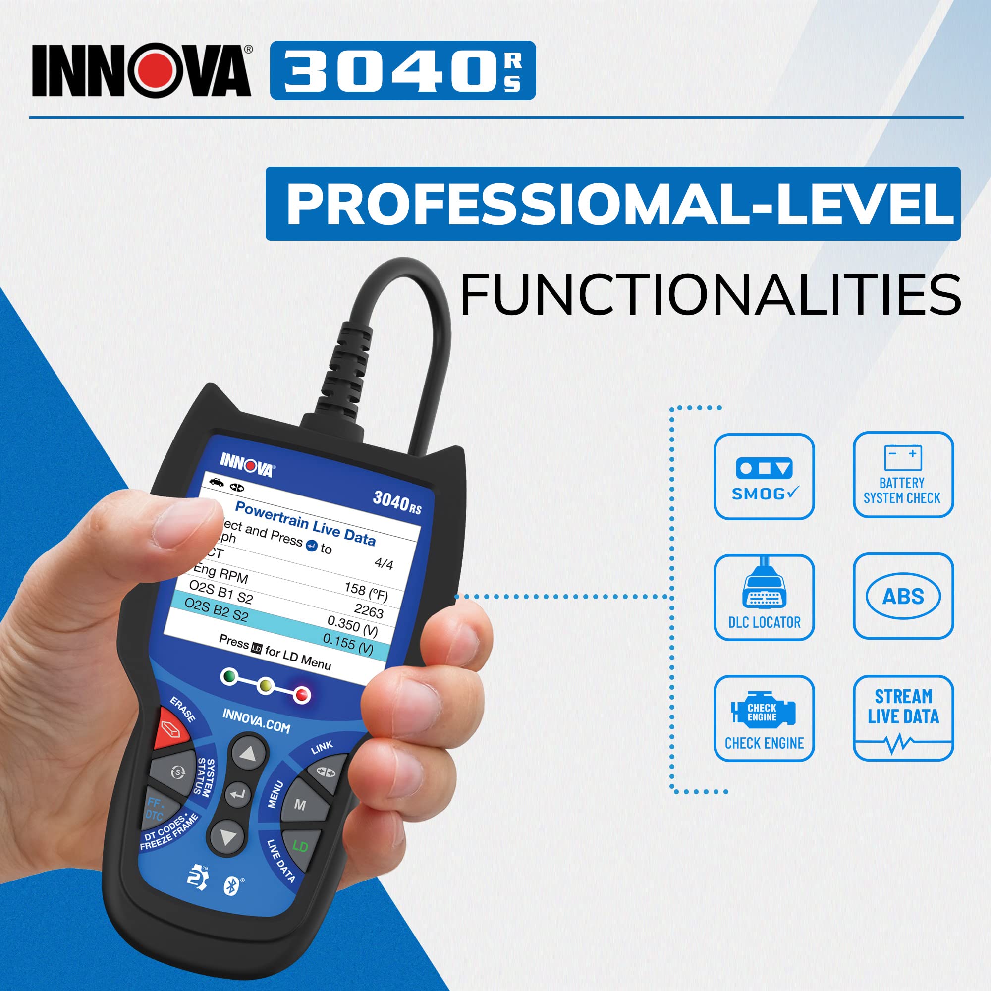 Foto 3 pulgar | Escáner Obd2 Innova 3040rs, Transmisor De Datos En Vivo, Batería/comprobador Alternativo - Venta Internacional.