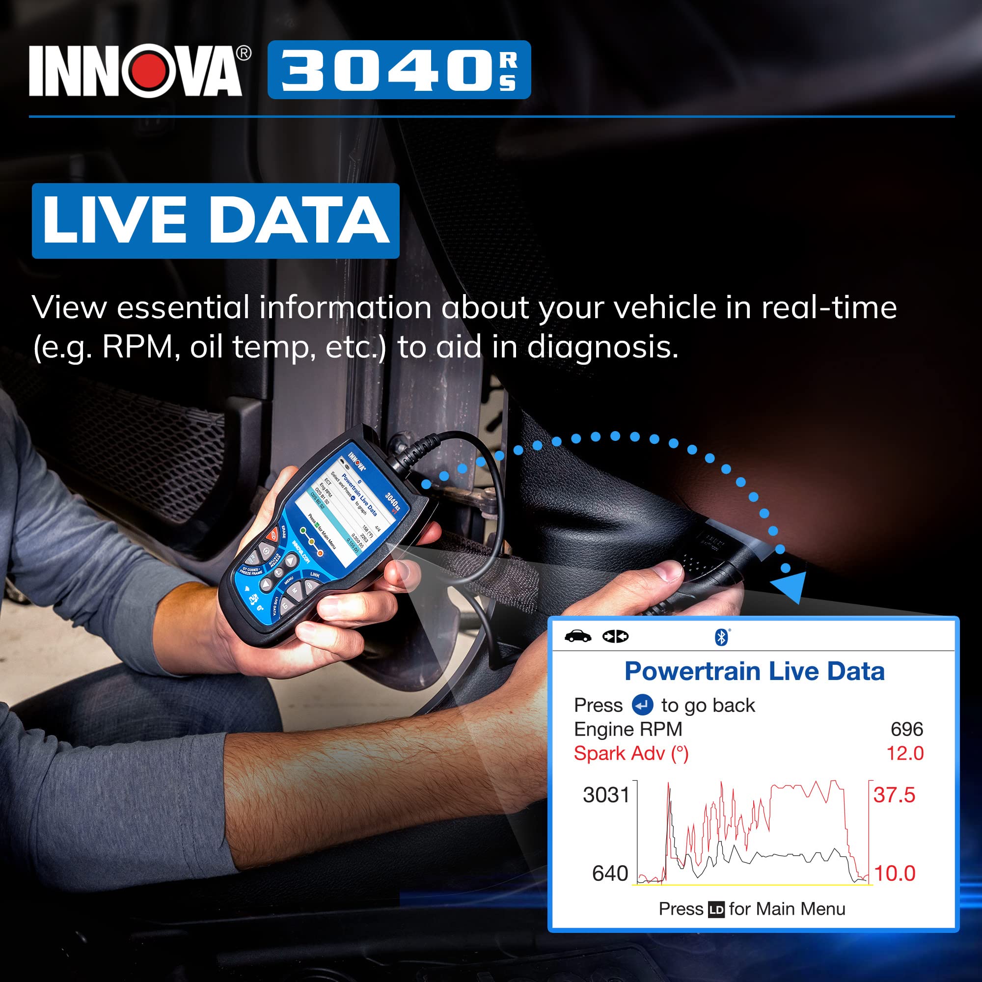Foto 4 pulgar | Escáner Obd2 Innova 3040rs, Transmisor De Datos En Vivo, Batería/comprobador Alternativo - Venta Internacional.