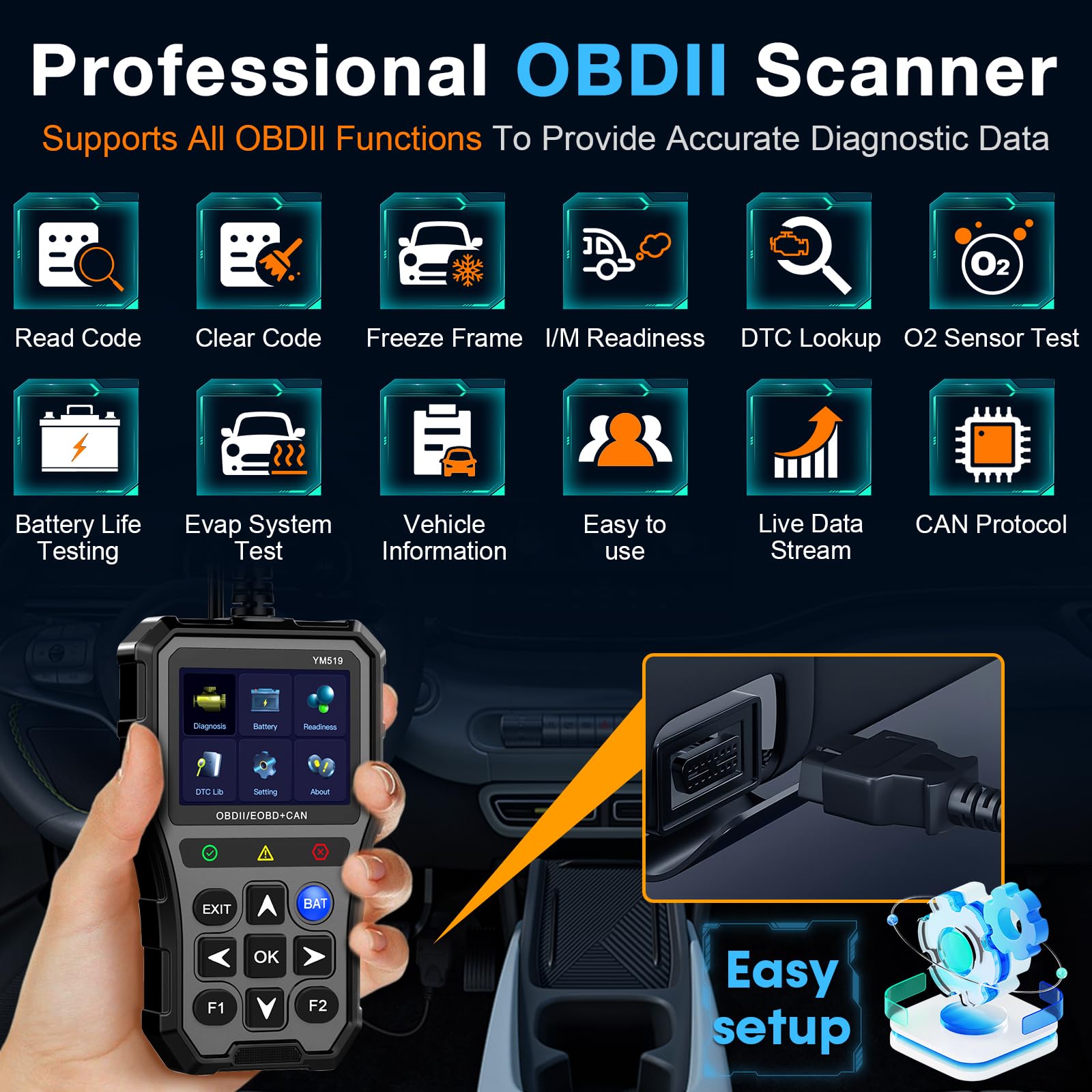 Foto 2 | Probador De Batería De Escáner Obd2 Amtifo Ym519 Para Automóvil - Venta Internacional.