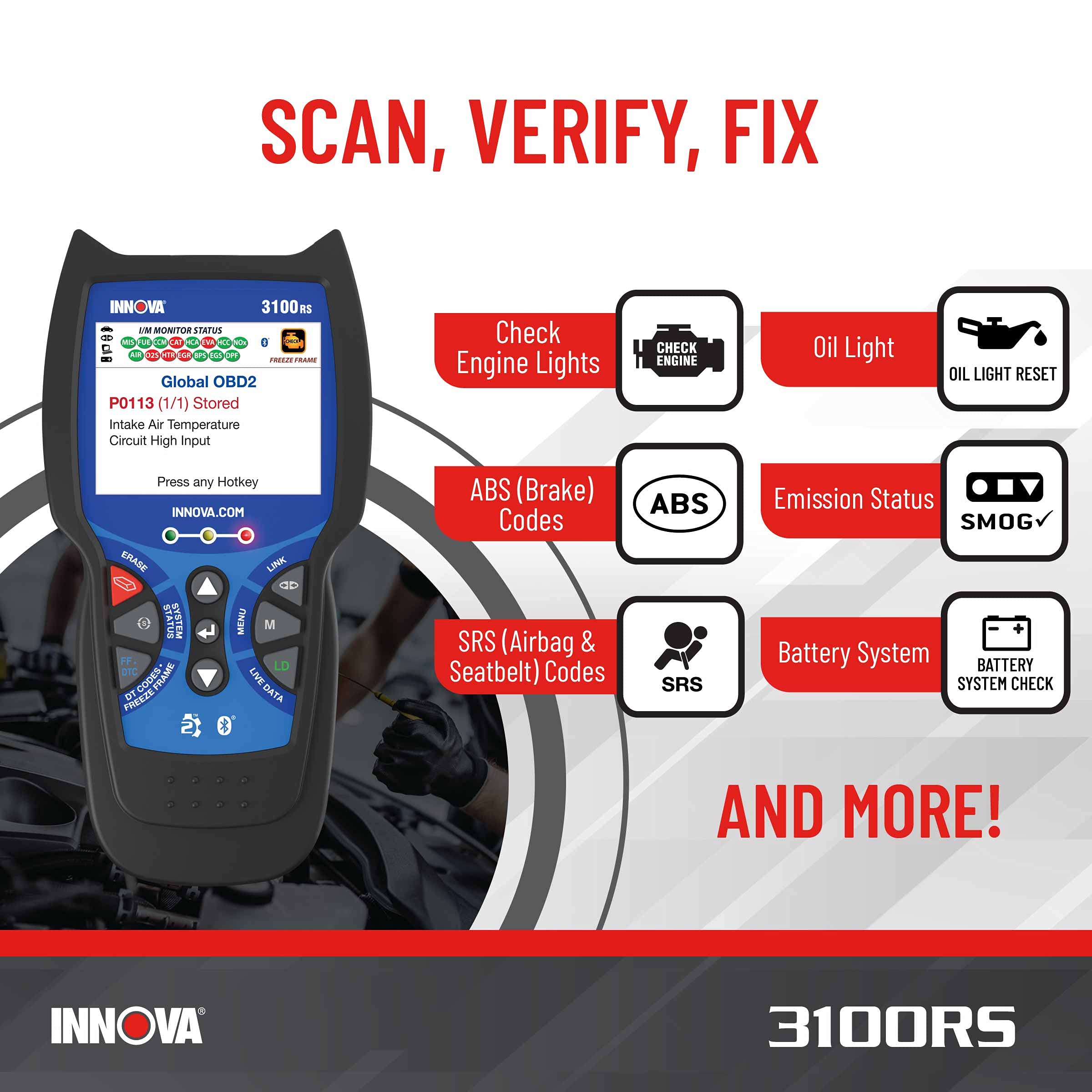 Foto 3 pulgar | Escáner Obd2 Innova 3100rs Abs Srs Airbag, Herramienta De Escaneo Para Iphone/android - Venta Internacional.