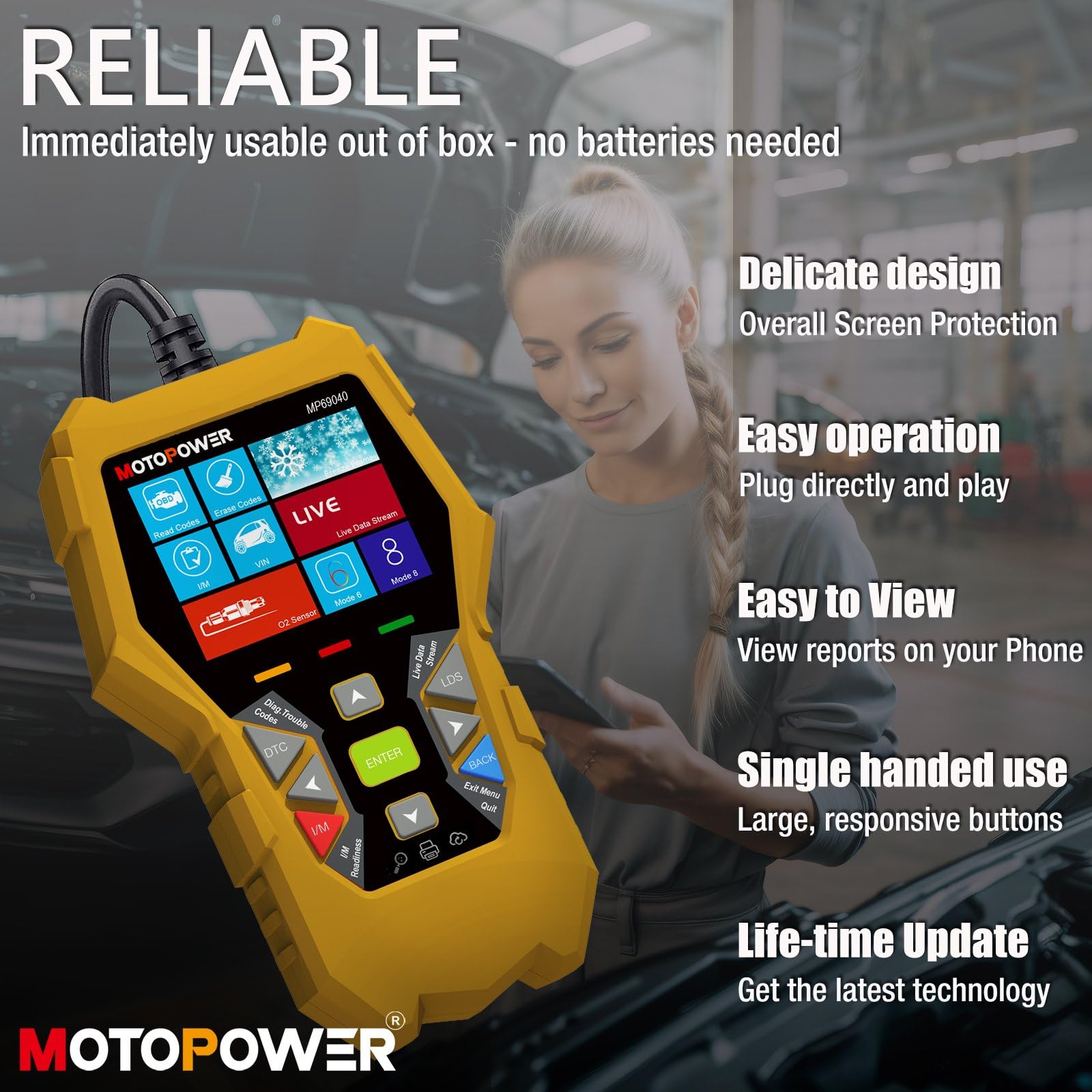 Foto 5 pulgar | Escáner Obd2 Para Automóvil Motopower Mp69040, Lector De Códigos De Motor De Verificación - Venta Internacional.