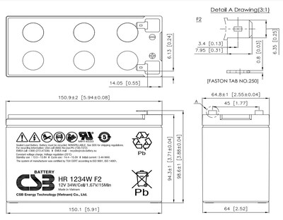 Foto 2 | Csb Battery Mod Hr1234w Cap. 12v 9ah