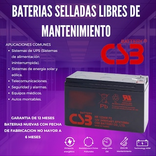 Foto 3 | Csb Battery Mod Hr1234w Cap. 12v 9ah