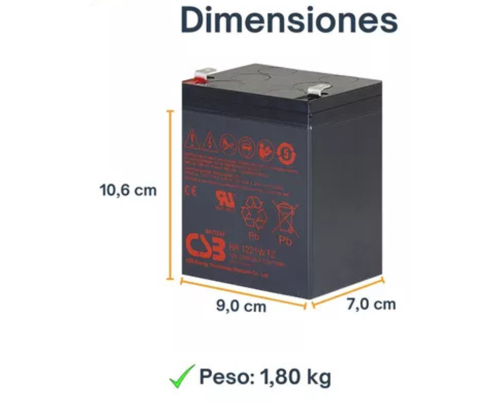 Foto 5 | Bateria Sellada Libre De Mantenimineto Csb Hr1221w 12v 5.1a