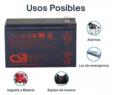 Foto 5 | Batería Sellada CSB GPL1272 12V 7.2Ah para Sistemas de Nobreak y Seguridad