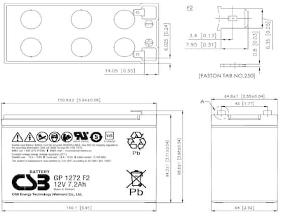 Foto 7 | Batería Sellada CSB GPL1272 12V 7.2Ah para Sistemas de Nobreak y Seguridad